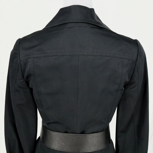Carmen Marc Valvo Jacket Womens 4 Black Crop Fitted and Leather Belt Size Small - Picture 9 of 16